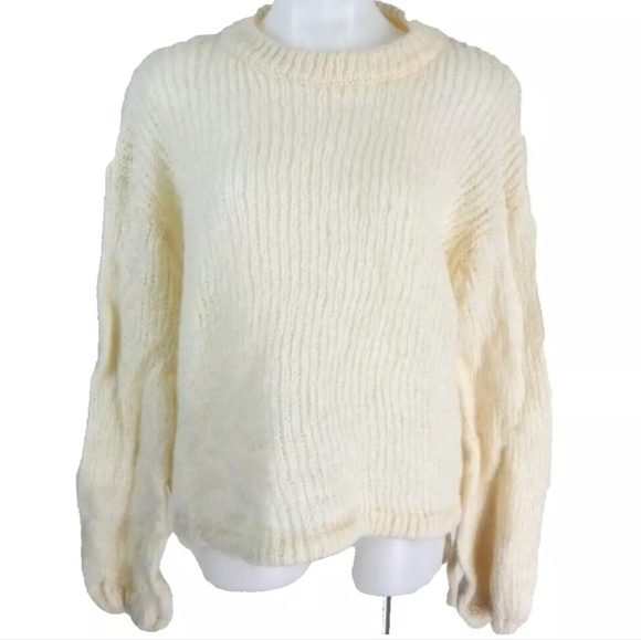 Zara Alpaca Wool Blend Sheer Drawstring Waist Sweater - Picture 2 of 5